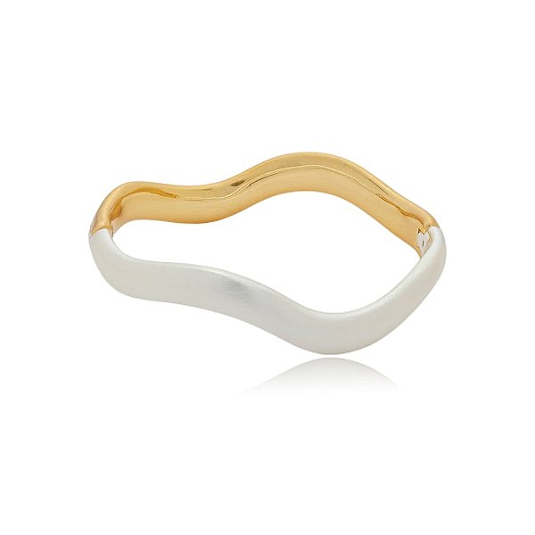 Bracelete ondulado ouro e ródio fosco semijoia