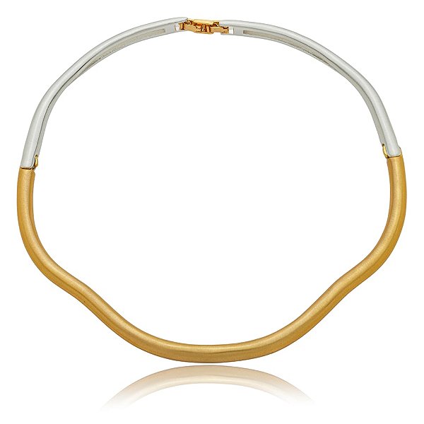 Colar aro ondulado ouro e ródio fosco semijoia