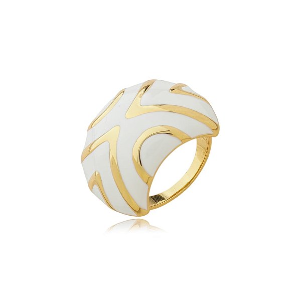 Anel esmaltado ouro semijoia
