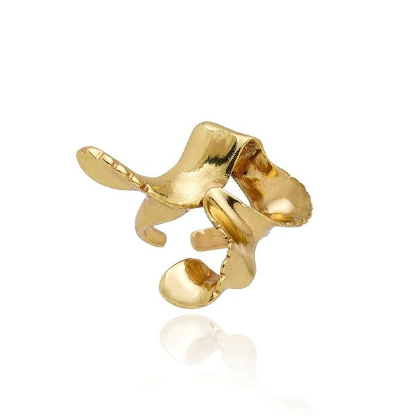 Anel ajustável Claudia Arbex line organic ouro vintage