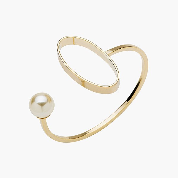 Bracelete Lita Raies pérola ouro semijoia