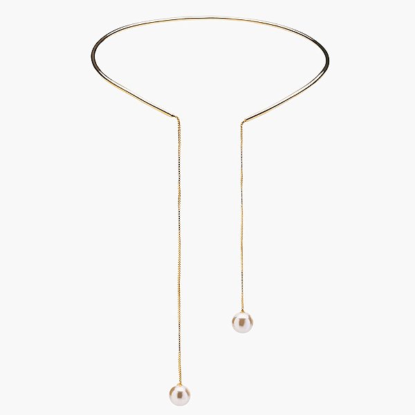 Colar aro Lita Raies pérolas ouro semijoia