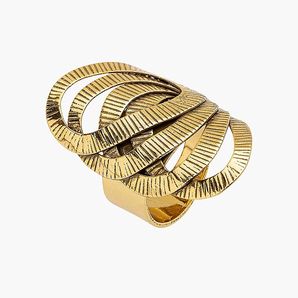 Anel ajustável Lita Raies elos ouro vintage semijoia