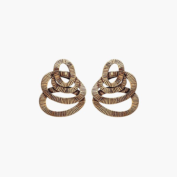Brinco Lita Raies elos ouro vintage semijoia