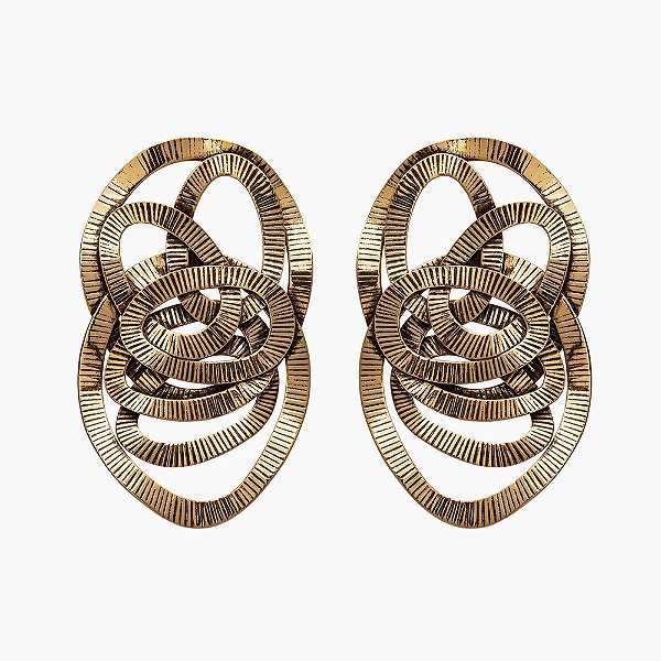 Maxi brinco Lita Raies elos ouro vintage semijoia
