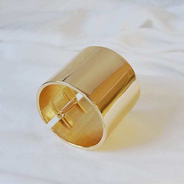 Bracelete largo liso ouro semijoia