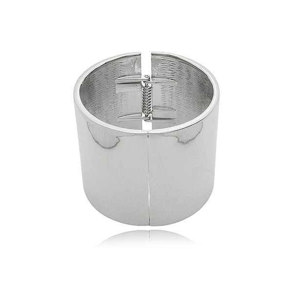 Bracelete largo liso ródio semijoia