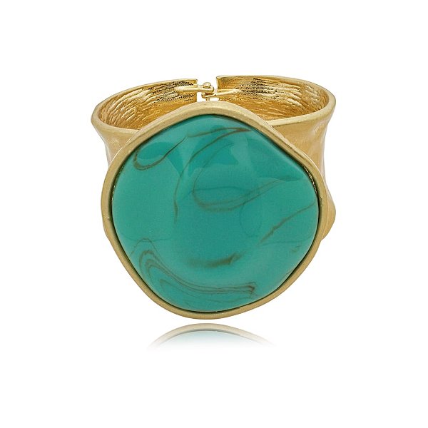 Bracelete resina turquesa ouro semijoia