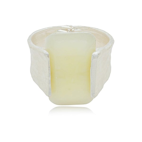 Bracelete resina ródio acetinado semijoia