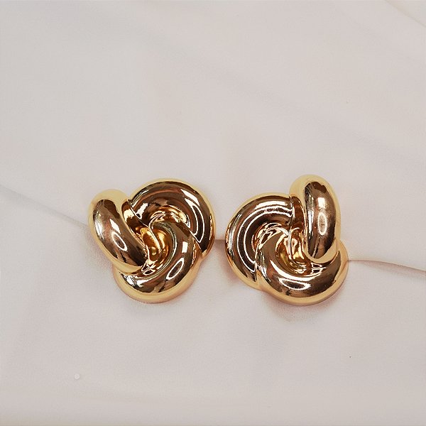 Maxi brinco elos ouro semijoia
