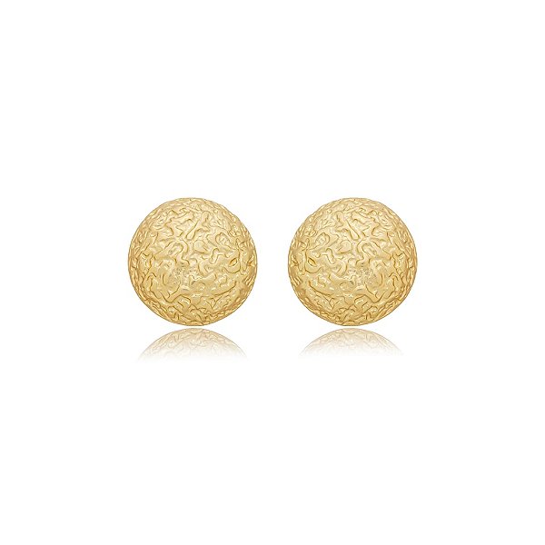 Maxi brinco redondo texturizado ouro fosco semijoia