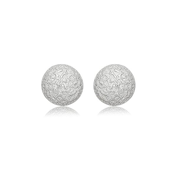 Maxi brinco redondo texturizado ródio fosco semijoia