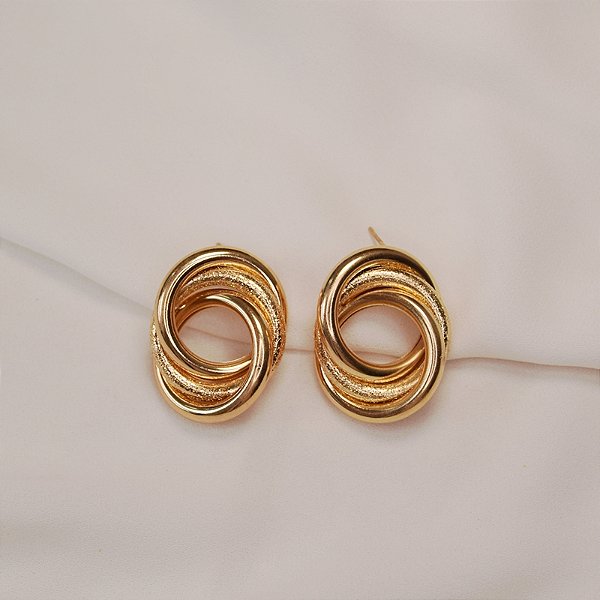 Maxi brinco elos ouro semijoia
