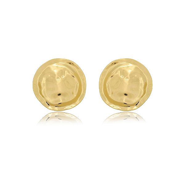 Maxi brinco chapa redonda ouro semijoia