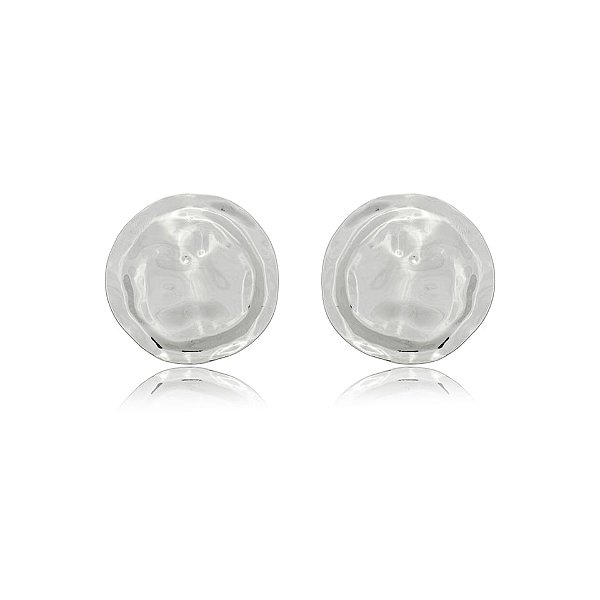 Maxi brinco chapa redonda ródio semijoia