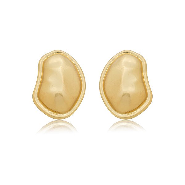 Maxi brinco orgânico ouro fosco semijoia