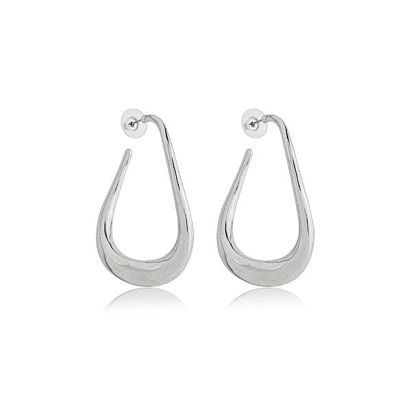 Maxi argola curvada ródio semijoia