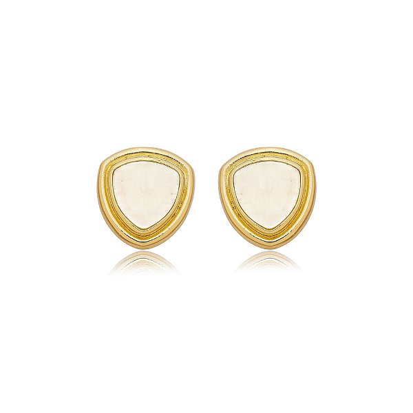 Maxi brinco triangular madrepérola ouro semijoia