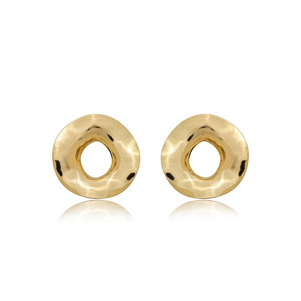 Maxi brinco círculo ouro semijoia