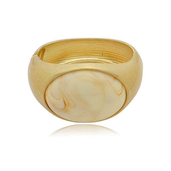 Bracelete resina bege marble ouro semijoia