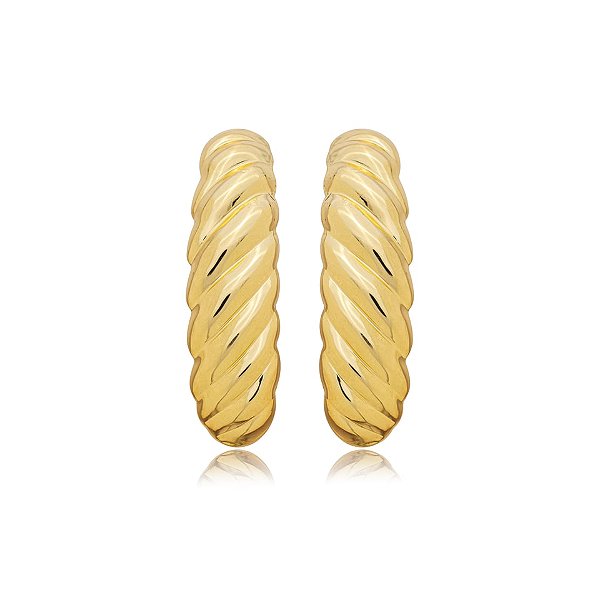 Maxi brinco torcido ouro semijoia