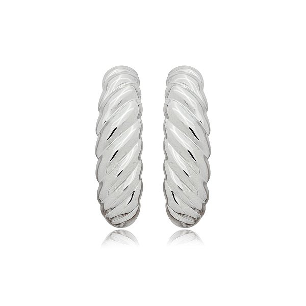 Maxi brinco torcido ródio semijoia