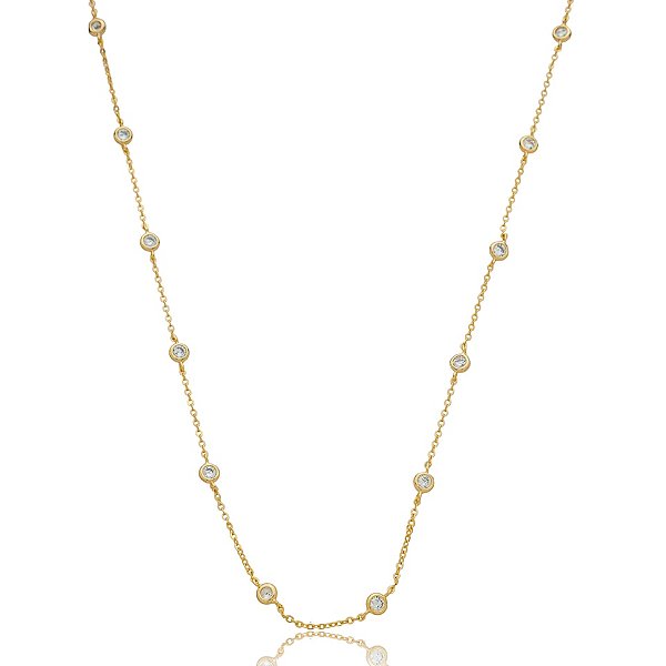 Colar curto cristais ouro semijoia 25k03030