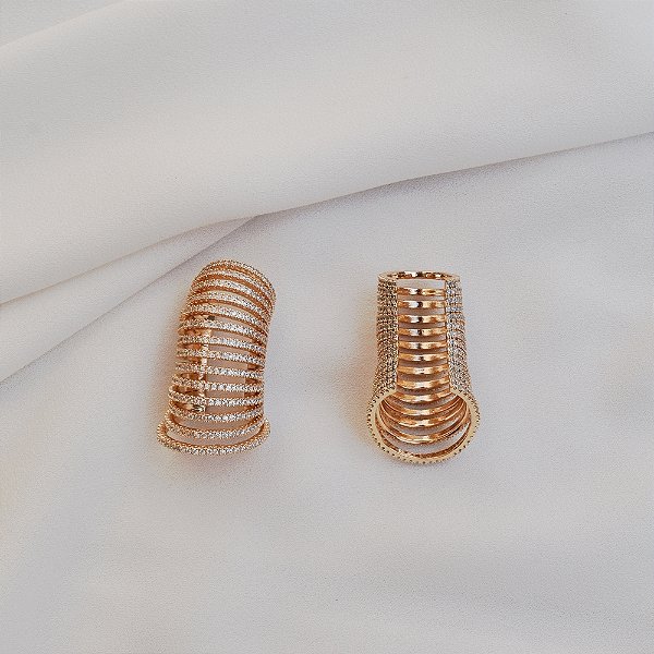 Brinco ear cuff zircônia ouro semijoia 25k02014