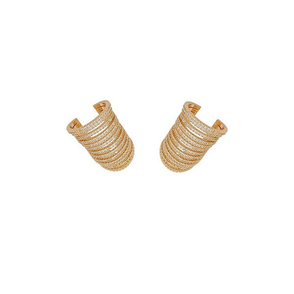 Brinco ear cuff zircônia ouro semijoia 25k02014