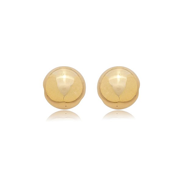 Brinco meia esfera lisa ouro semijoia