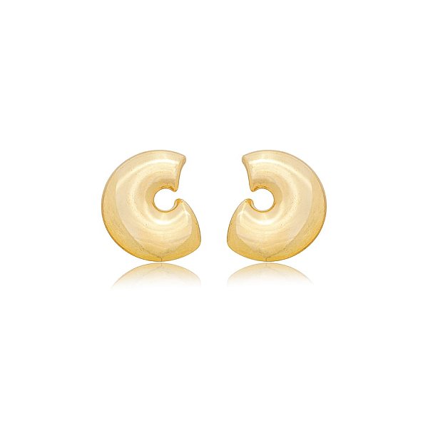 Brinco curvado liso ouro semijoia