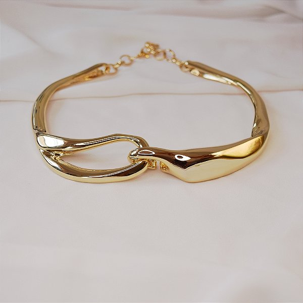 Colar elos liso ouro semijoia