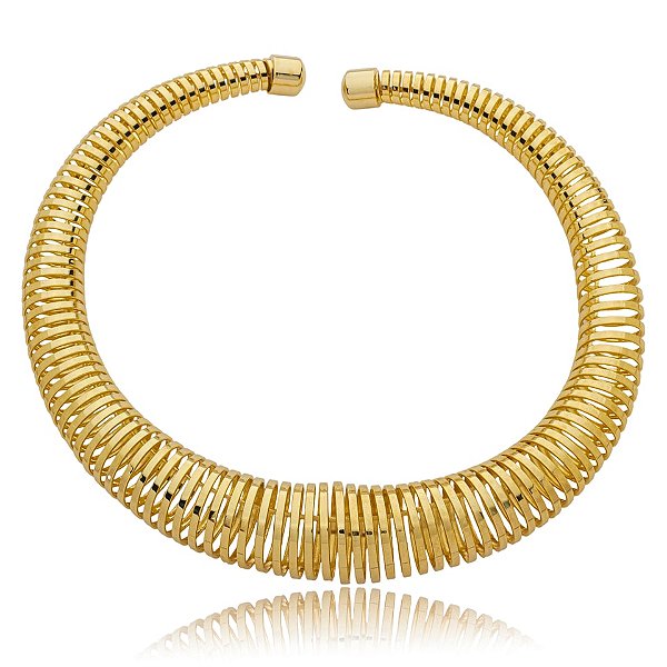 Colar aro flexível ouro semijoia