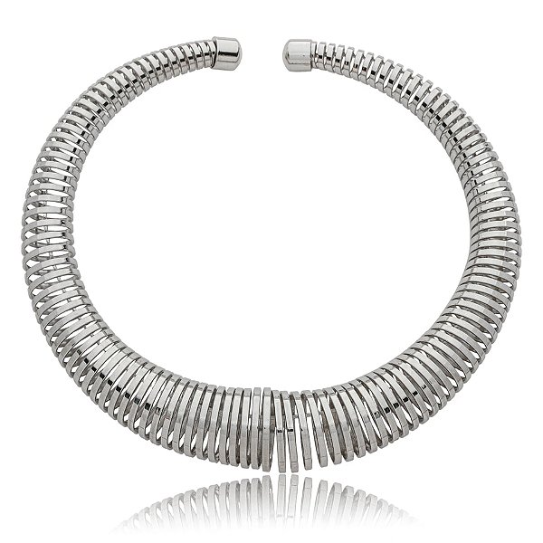 Colar aro flexível ródio semijoia