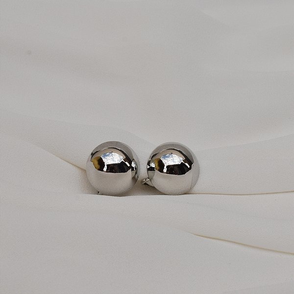 Brinco pressão meia esfera lisa p ródio semijoia 5905905