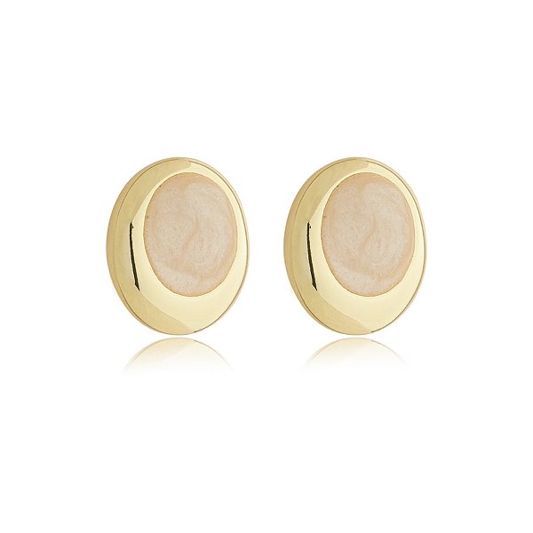 Brinco pressão redondo esmaltado marmorizado ouro semijoia 6890705