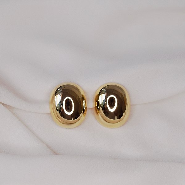 Brinco pressão oval liso ouro semijoia 6890605