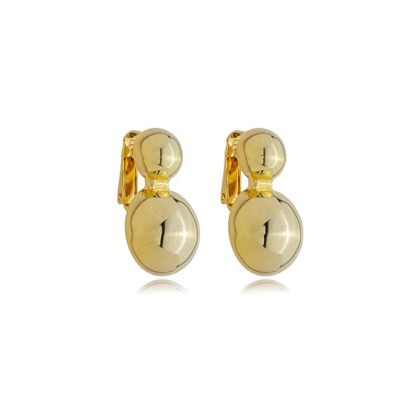 Brinco pressão esfera dupla ouro semijoia 6890205
