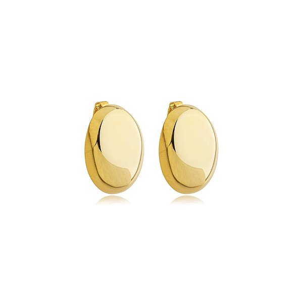 Brinco pressão oval ouro semijoia 6577905