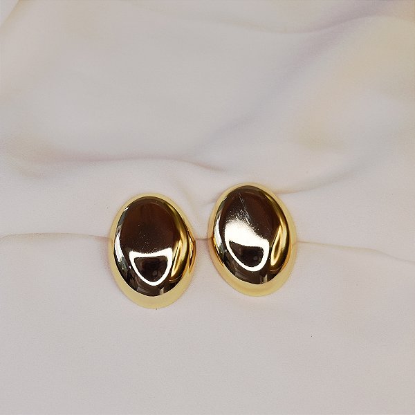 Brinco pressão oval ouro semijoia 6577905