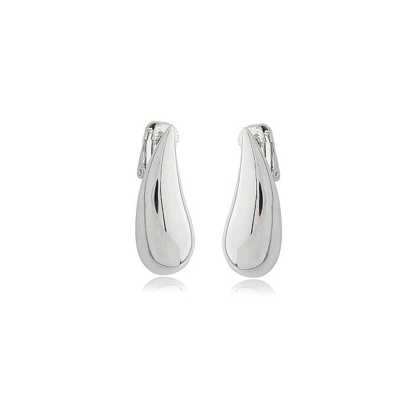 Brinco pressão gota metal liso ródio semijoia 6180205