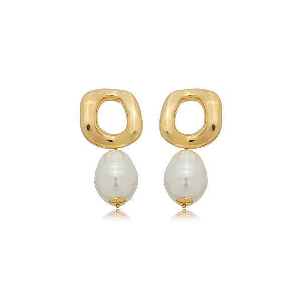 Brinco pérola barroca ouro semijoia 6887005