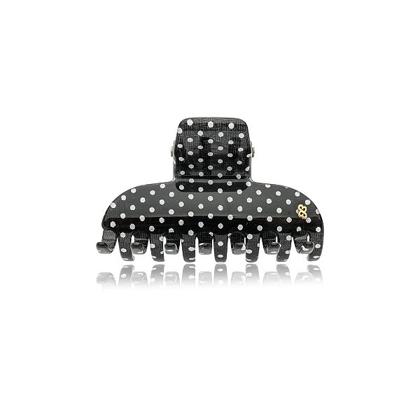 Piranha de cabelo grande Bianca acrilíco preto poá branco 05 005