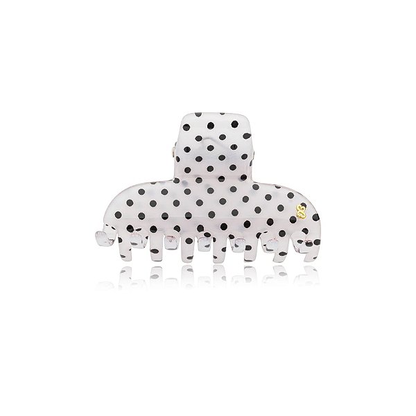 Piranha de cabelo grande Bianca acrilíco branco poá preto 05 005