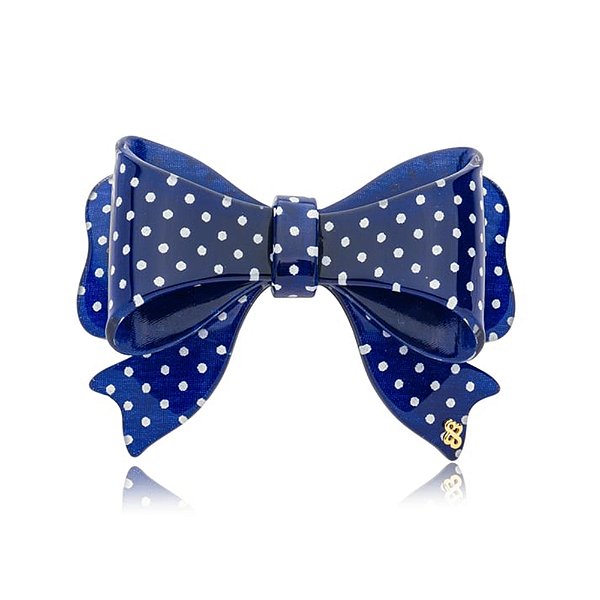 Presilha Bianca laço cinderela g acrílico azul poá branco 00 231