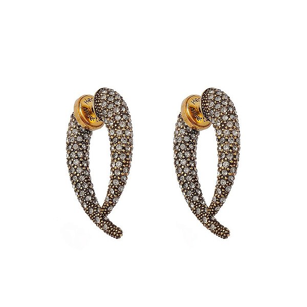 Brinco Hector Albertazzi midi safari strass ouro vintage