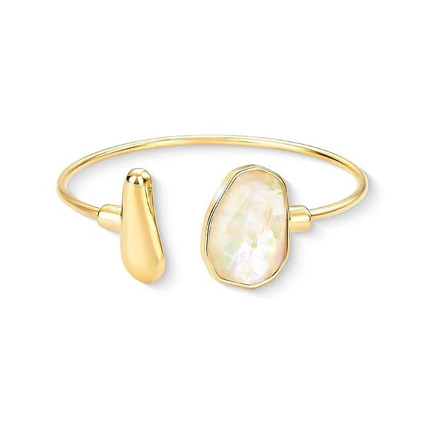 Bracelete geométrico pedra natural nautilus ouro semijoia