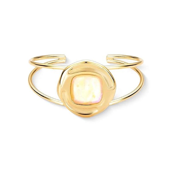 Bracelete pedra natural nautilus ouro semijoia