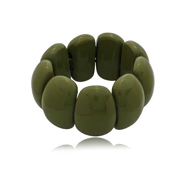 Bracelete Márcia Pouso resina verde oliva