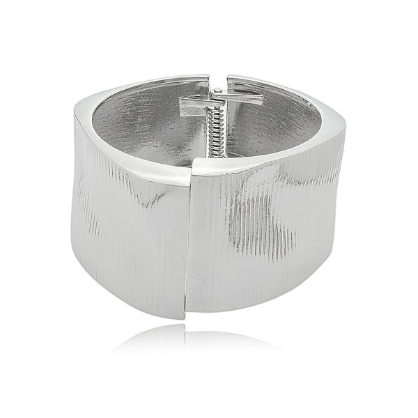 Bracelete texturizado ródio semijoia